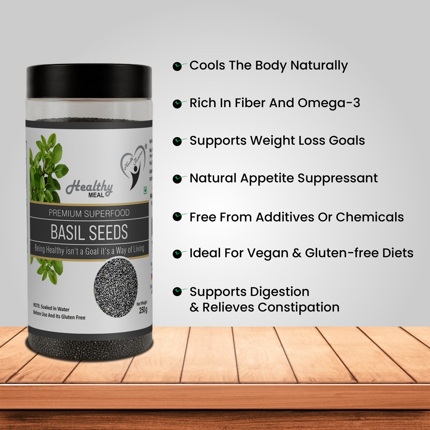 Healthy Meal Basil seeds ( sabja seeds ) premium superfood 250gm