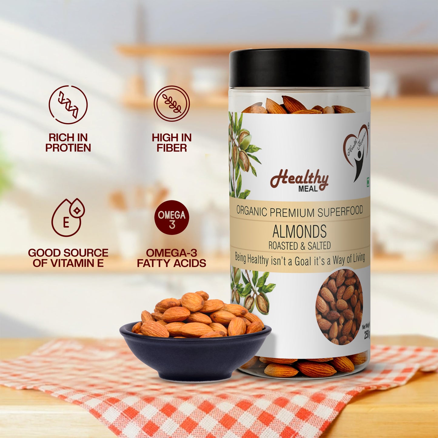 Healthy Meal roasted almonds 250 gm