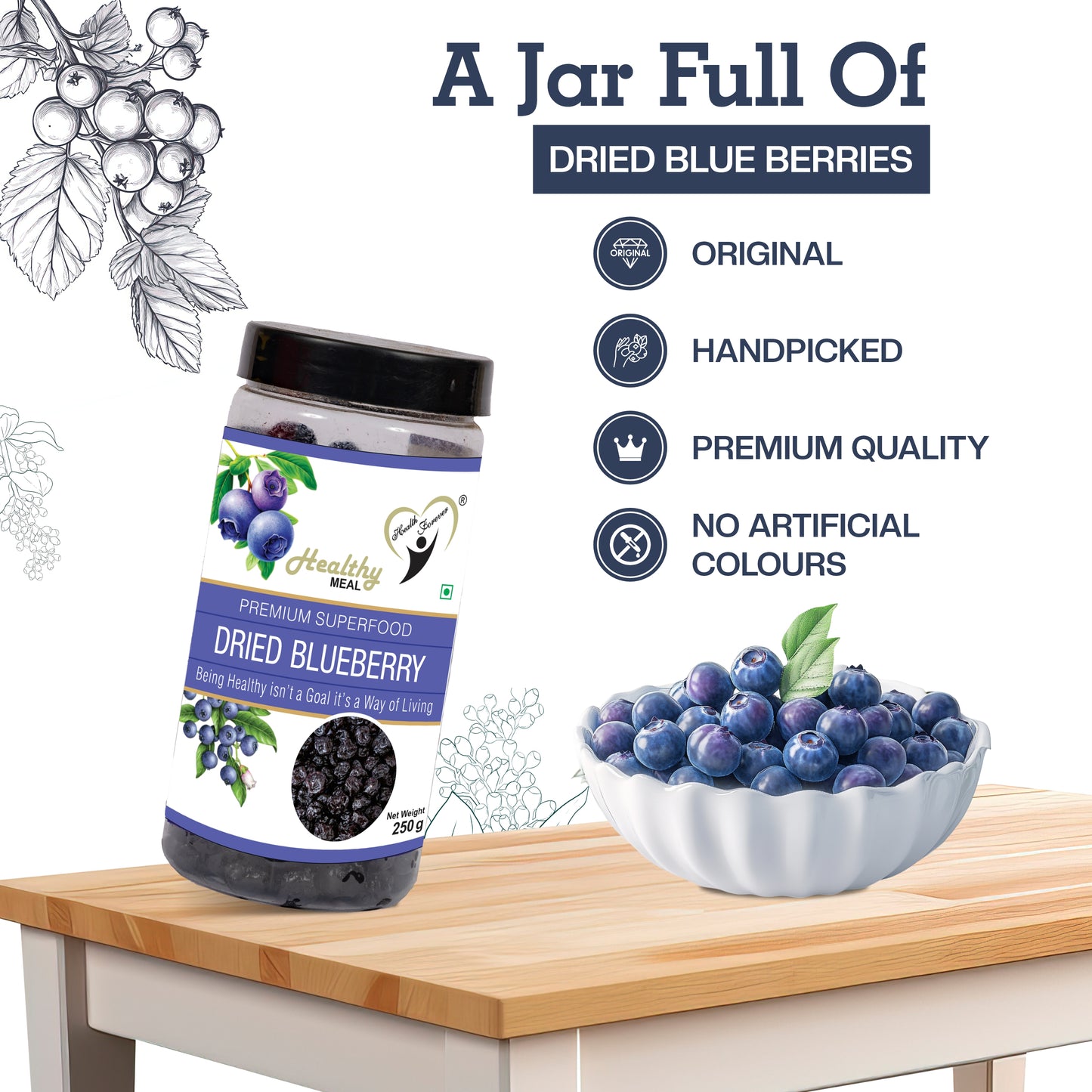 Healthy Meal dried blueberry 250 gm