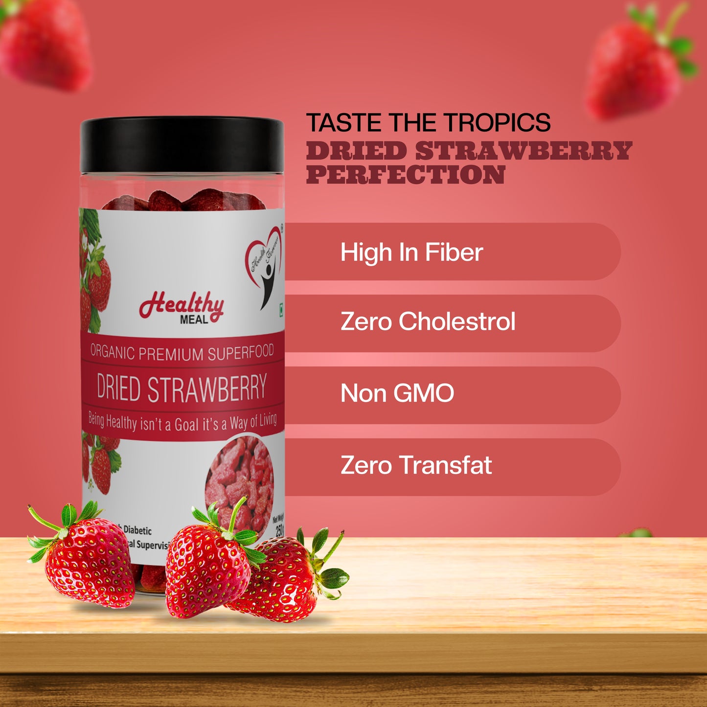 Healthy Meal dried strawberry 250 gm