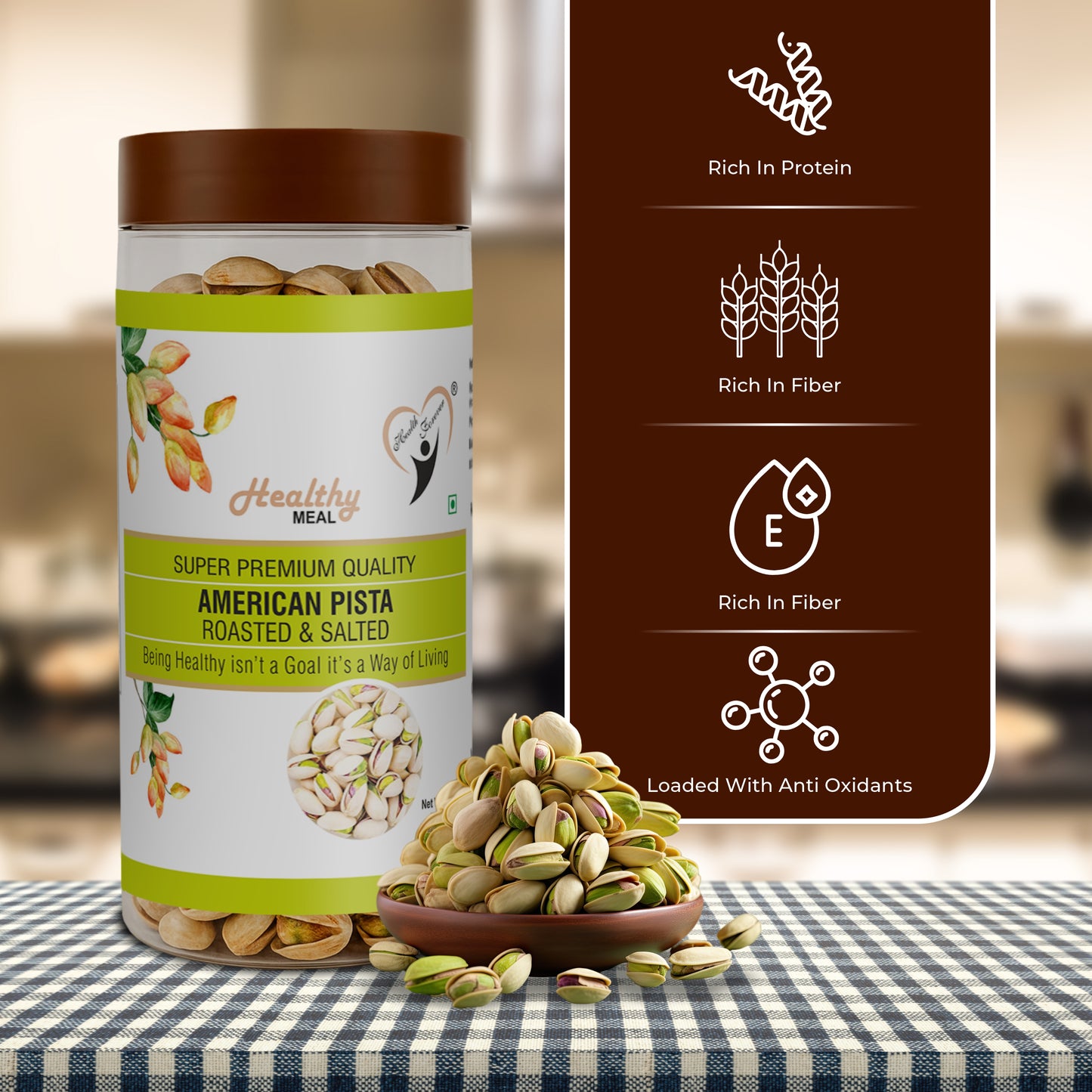 Healthy meal American pistachios 250 gm