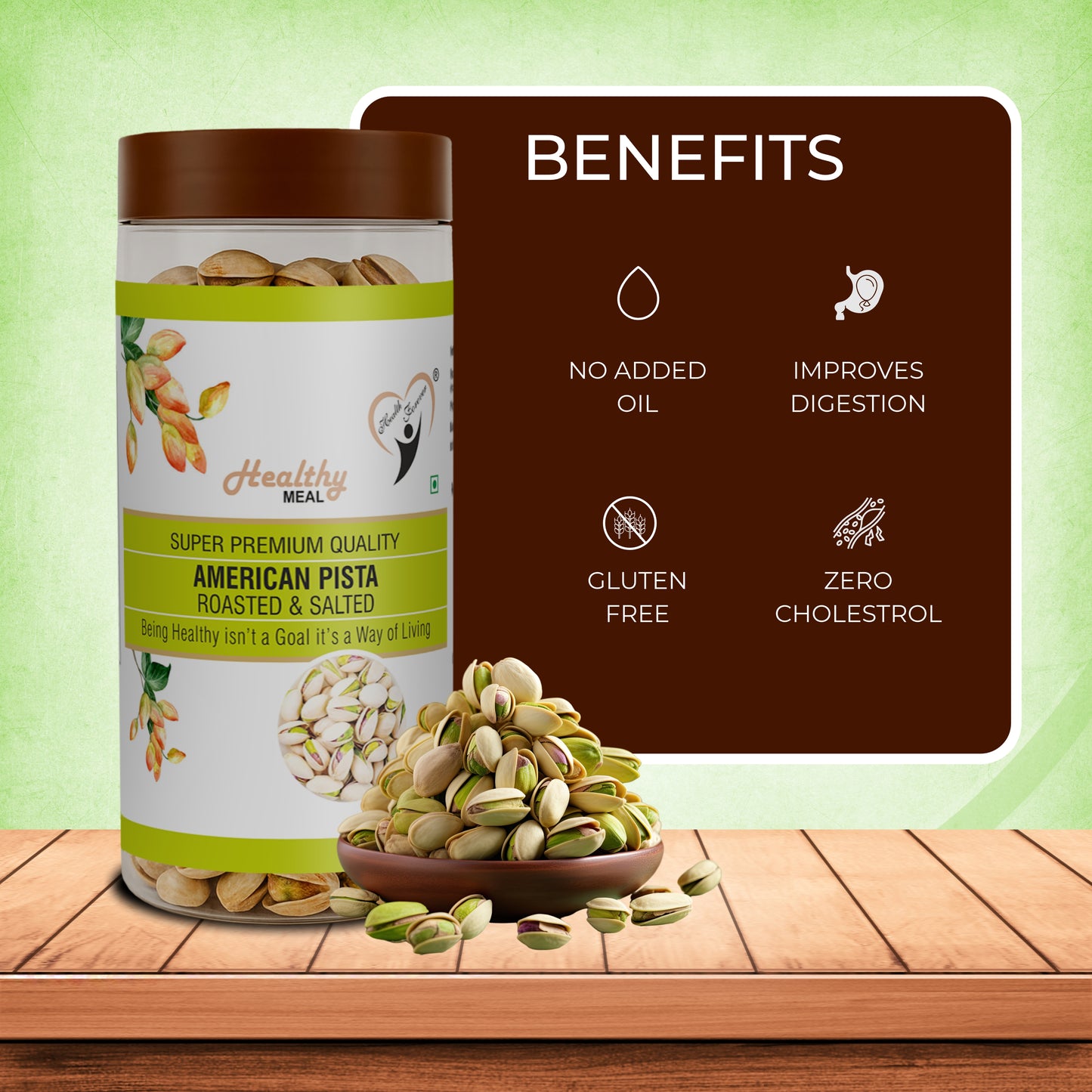 Healthy meal American pistachios 250 gm